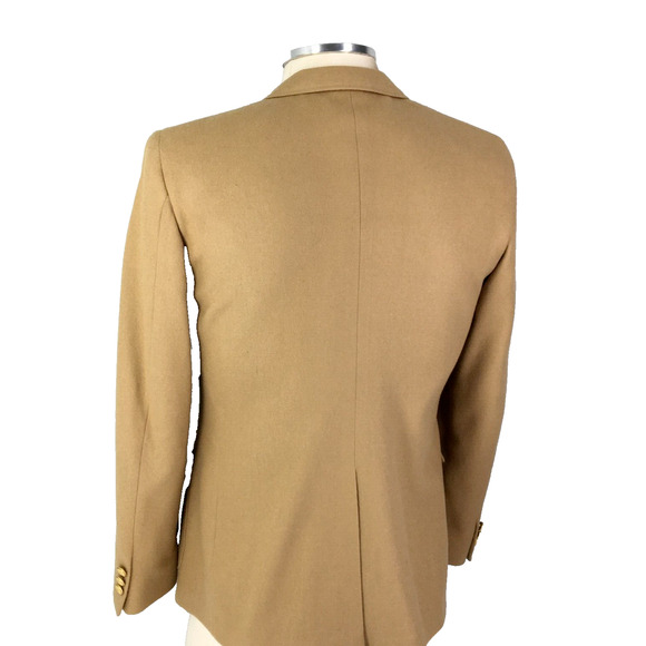 Size 16 Woolrich USA Womens 2 Button Pure Wool Blazer Jacket Sand Tan - Picture 6 of 14